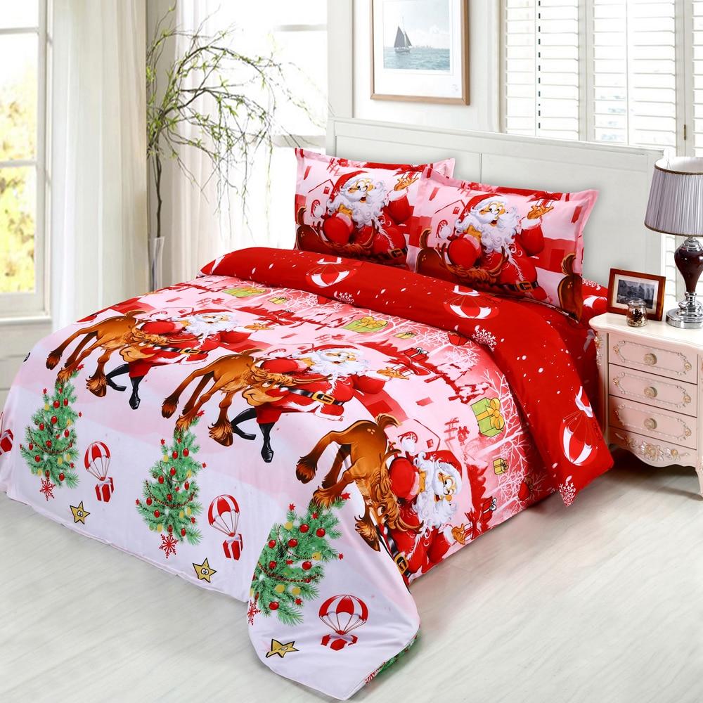 3d Christmas Bedding Set 4pcs Cartoon Duvet Cover Bed Linens