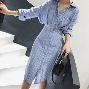 denim shirt dress midi length