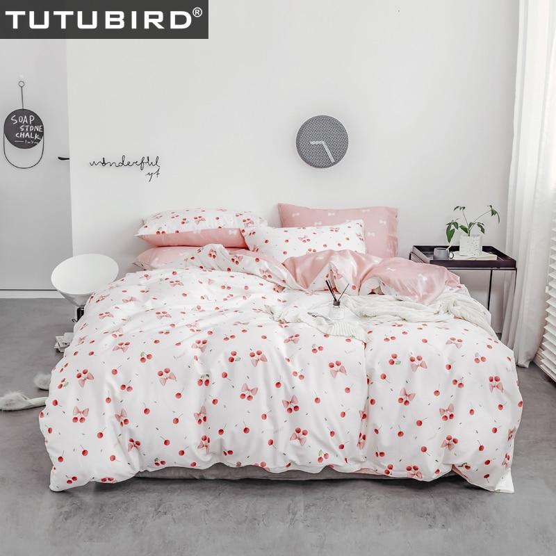 Kids Red Berry Print Bedsheet 100 Cotton Cartoon Soft Duvet Cover