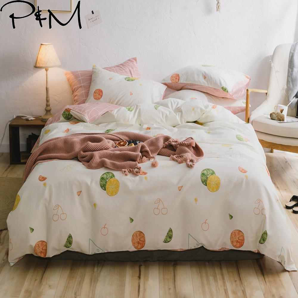 1 Papa Mima Fruit Lemon Watermelon Cartoon Pattern Bedding Sets