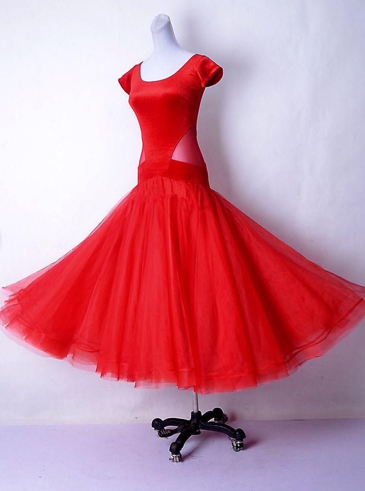 red ballroom dance dress