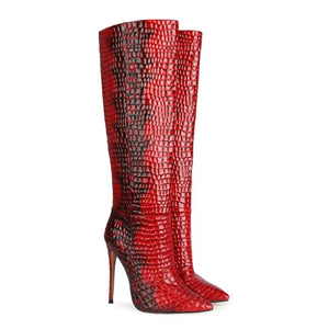 Red pointed-toe stiletto boots - Anna Kay & Co