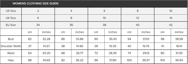 Dress Size Chart