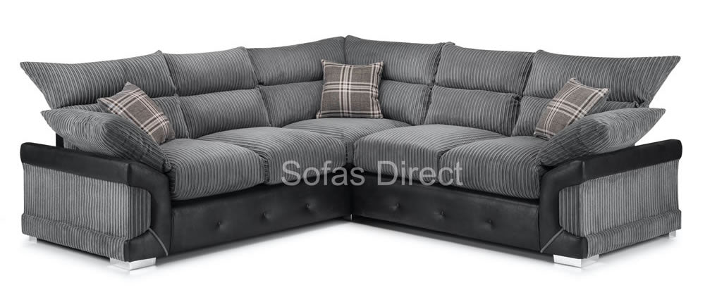 Fabric & Faux Leather Corner Sofa - SD138