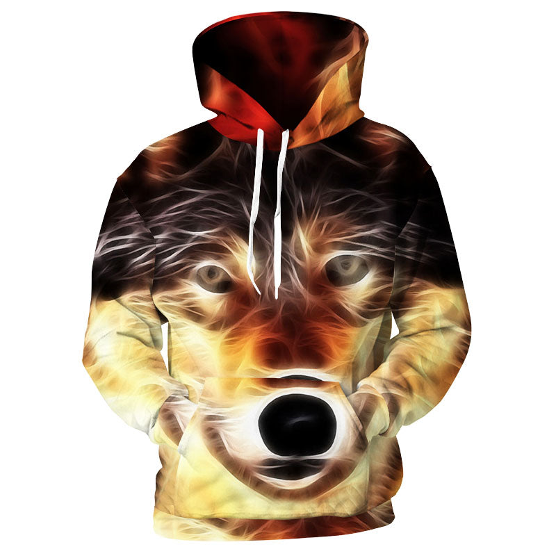 wolf print hoodie