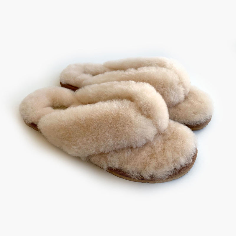 shearling flip flops