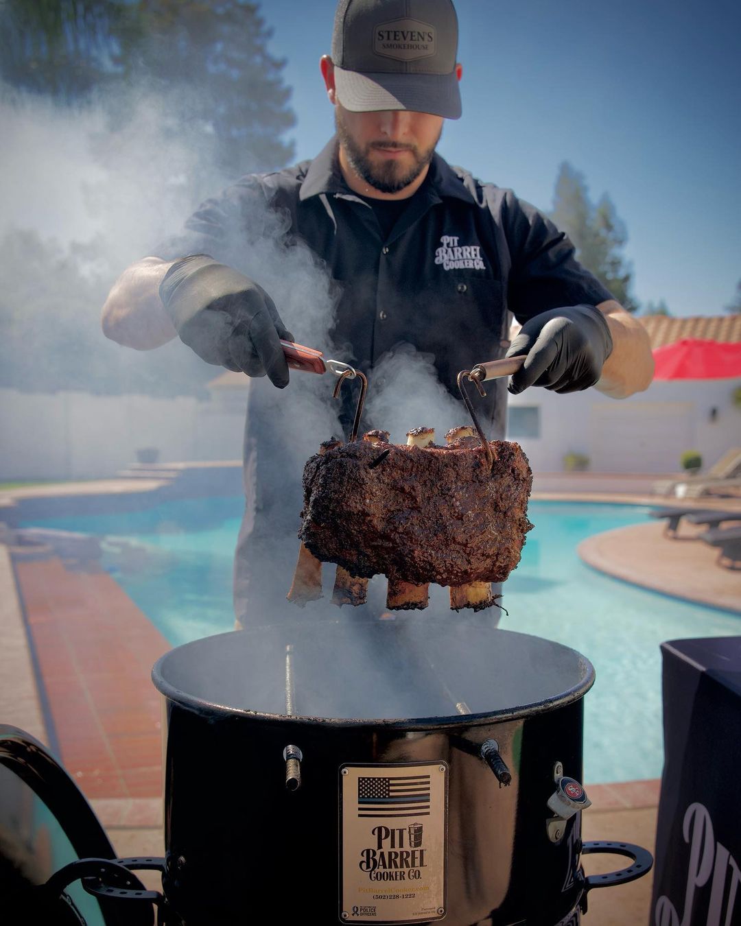 Beef short ribs on smoker