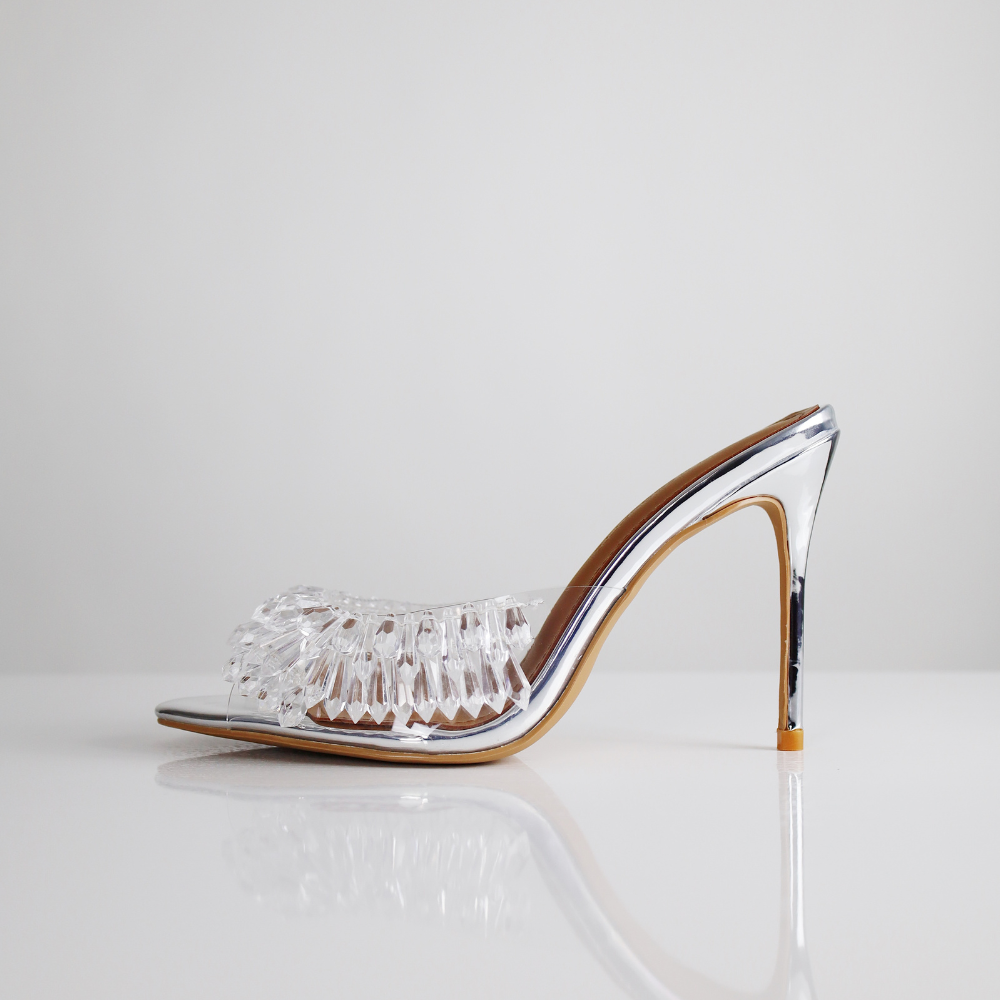 Image of Goldie Clear Drip Chandelier Open Toe Mules 100 mm