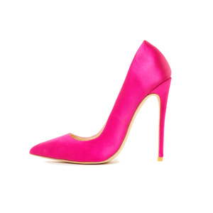 hot pink satin pumps