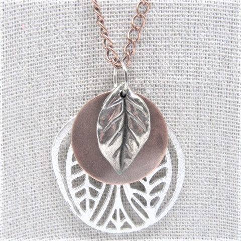 Charming Copper Leaves Matinee Necklace Set