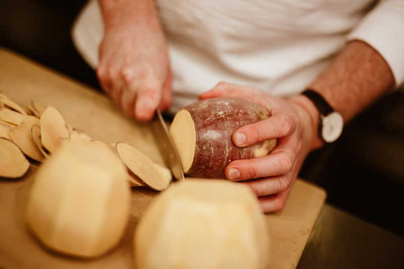 chopping rutabaga chopping veggies