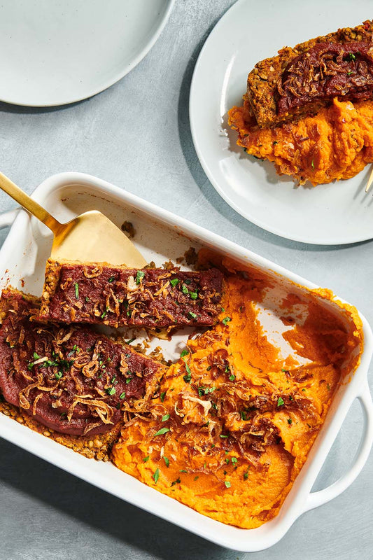 BBQ meatloaf and sweet potato mash