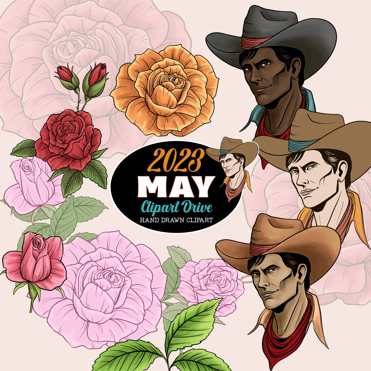 May 2023 clipart drive - rose clipart cowboys military and more