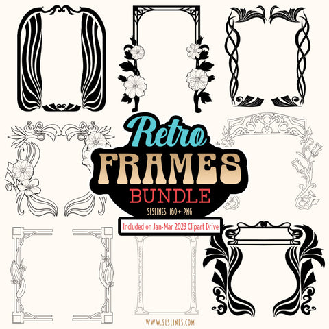 Retro Hippie Frames Clipart Set