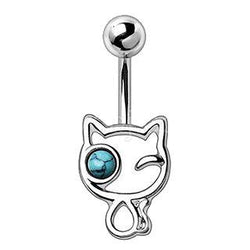316L Stainless Steel Turquoise Kitty Navel Ring