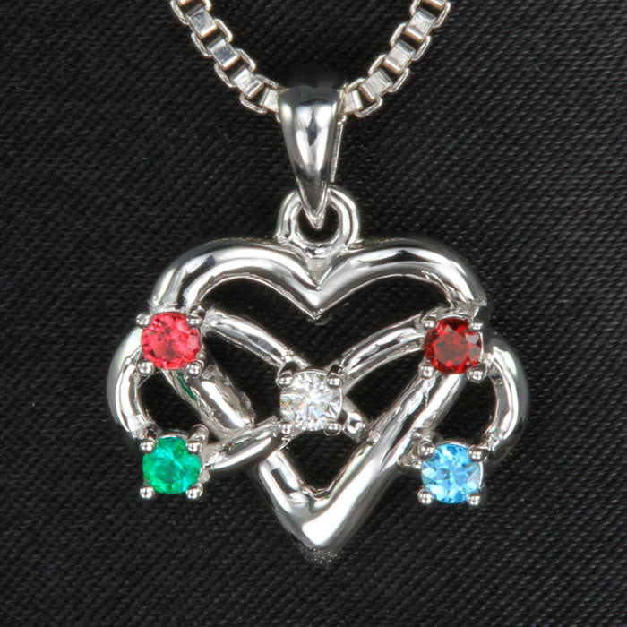 Family Tree Birthstone Necklace in 10ct White Gold | MYKA