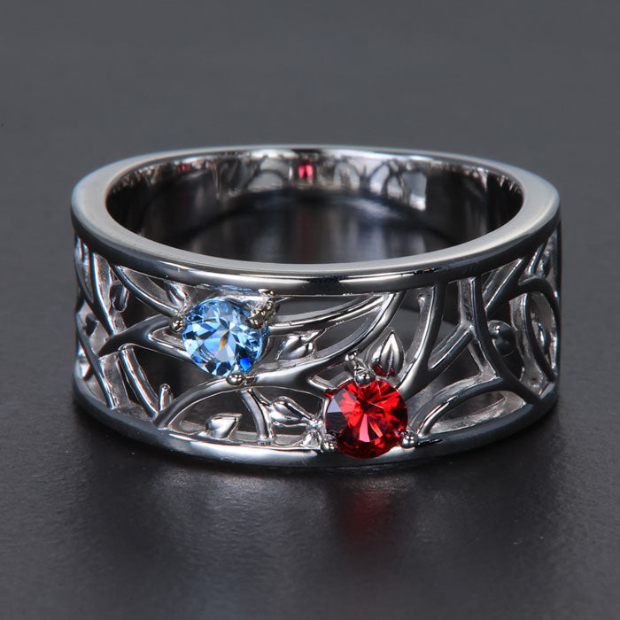 Wider 2 Stone Vine Pattern Mothers Ring - MothersFamilyRings.com product image