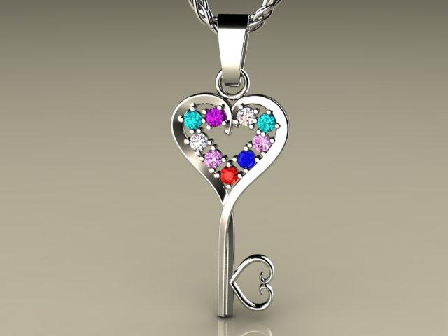 Amazon.com: Custom 3 Stone Simulated Birthstone Heart Necklace (16