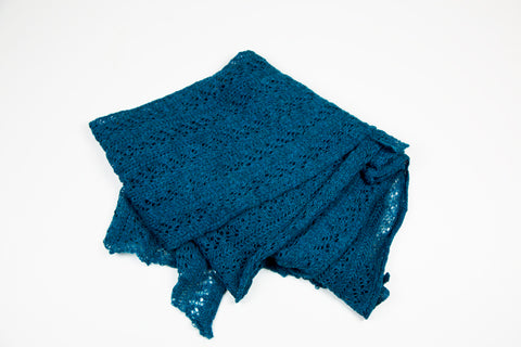 Alpaca Lace Scarf in Petrol Blue by Marian Morris