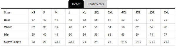 Abaya Size Chart