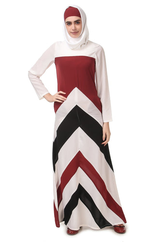 Multi-Cut And Stitch Panel A-Line Abaya