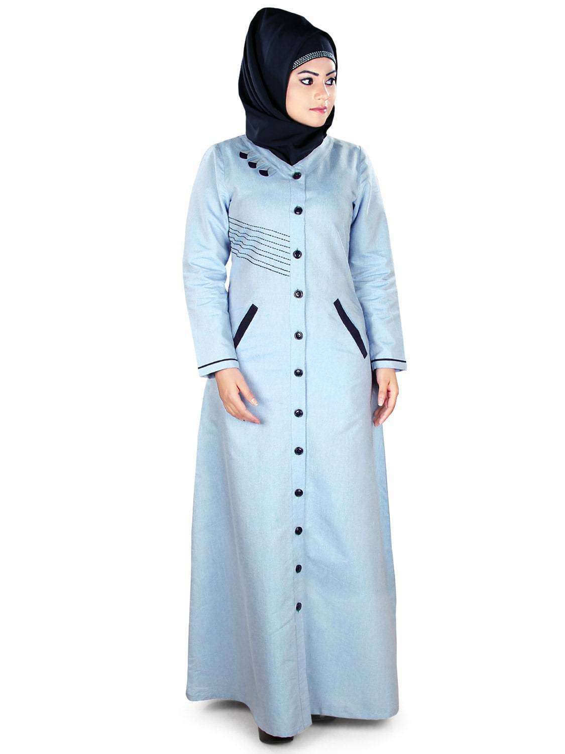 Long Sleeve Zip Up Abaya, Gray – ALMAZ Wearables