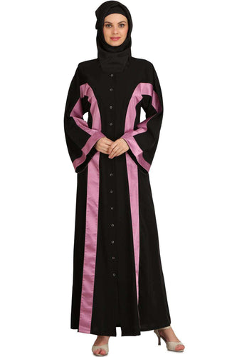 Lazim Black Nida Front Open Dubai Abaya