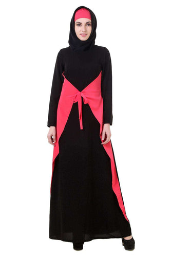 Black and Pink Fancy Nida Abaya