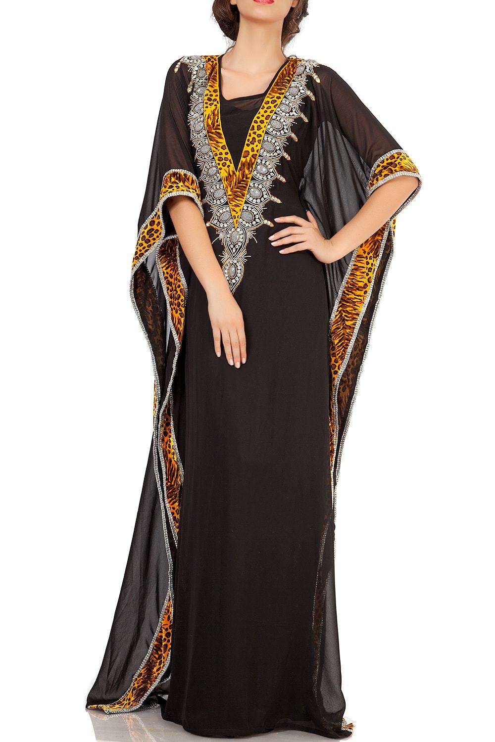 black embroidered kaftan