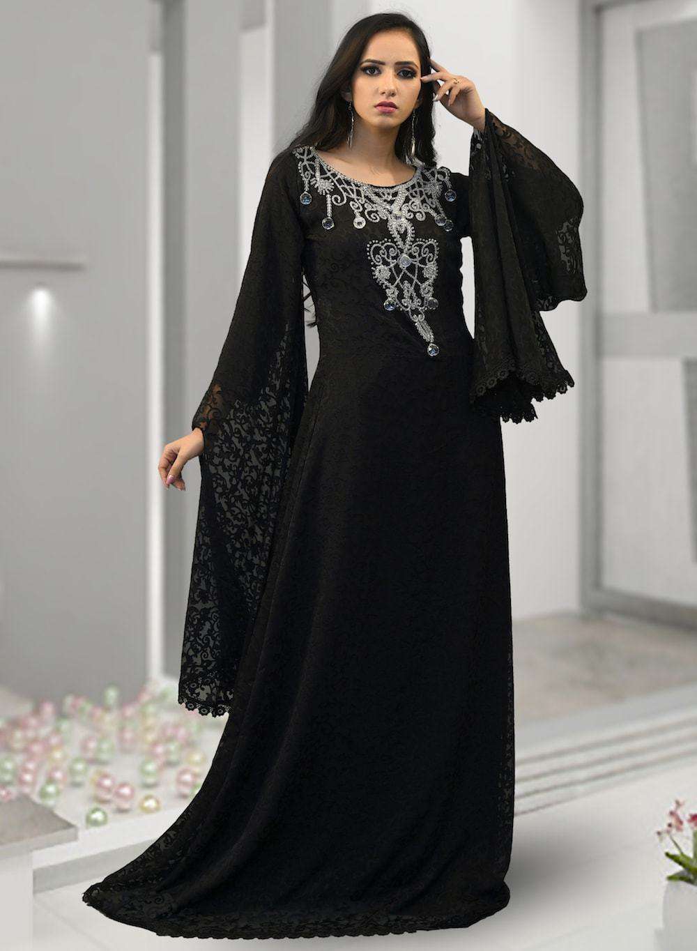 Buy Black Long Sleeve Style Muslim Gown  Islamic Dress 