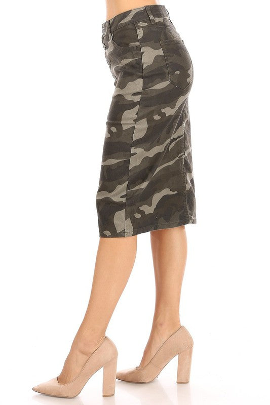 Camo Denim Skirt