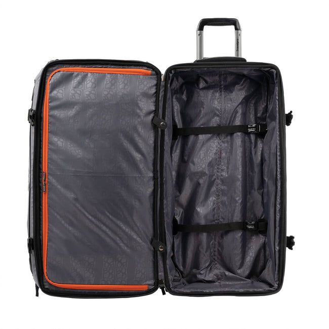 drop bottom wheeled duffel bag