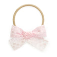 baby headband light pink lace bow