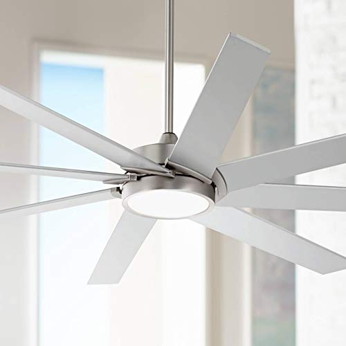 65 Destination Modern Ceiling Fan With Light Led Dimmable Remote Control Brushed Steel For Living Room Kitchen Bedroom Possini Euro Design