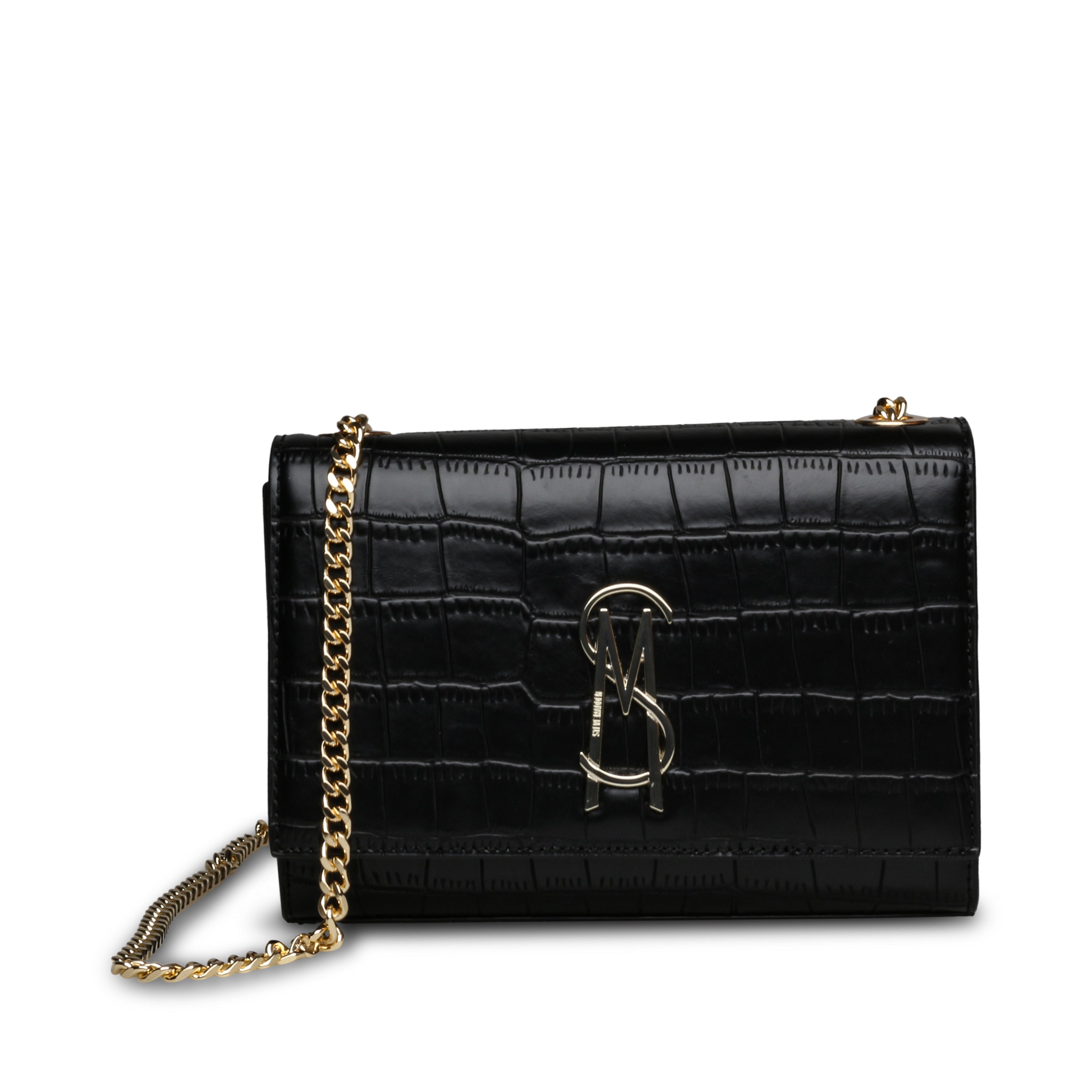 SAINT LAURENT Sunset small croc-effect patent-leather shoulder bag