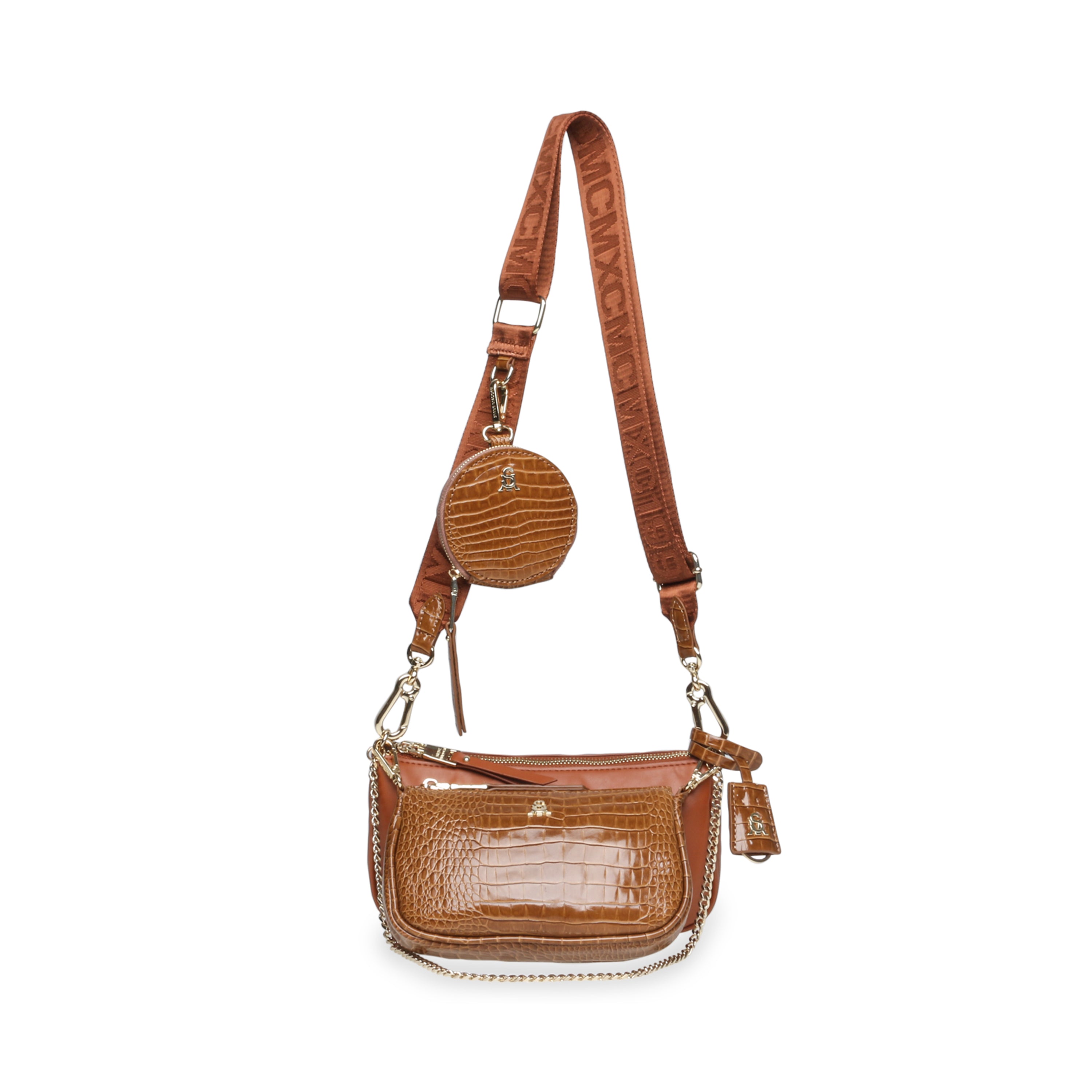 Embossed Leather Crossbody Bag | Brown - Brown / Regular