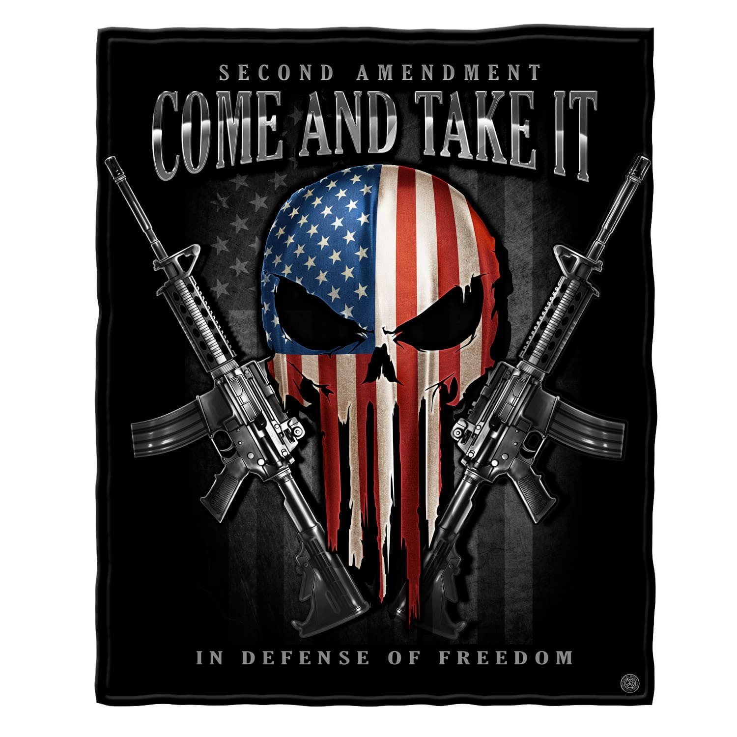 2nd Amendment Skull of Freedom Come and Take It Premium Plush Blanket