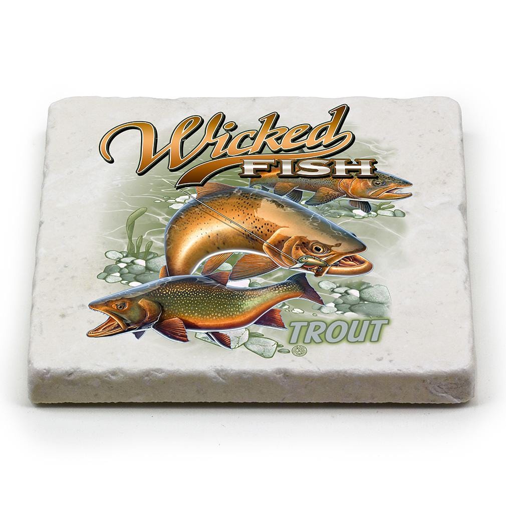 Fishing Striped Bass Ivory Tumbled Marble 4IN x 4IN Coasters Gift Set -  Shop Erazor Bits