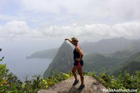 sandals grande st. lucian sgsl #stlouistostlucia top of gros piton hike looking at petit piton