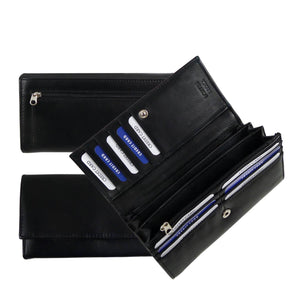 Praktische Damen Brieftasche aus weichem Leder Schwarz - RIEMTEX