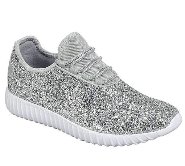 silver glitter tennis shoes