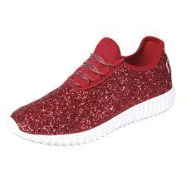 red sparkly sneakers
