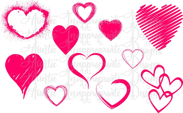 Download All The Hearts Valentine Digital Svg File Auntie Inappropriate Designs