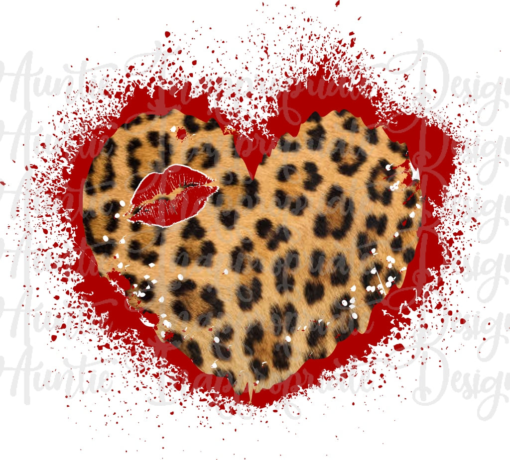 Cheetah heart with lips Valentine Sublimation file, PNG ...