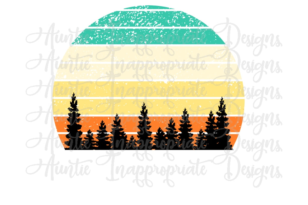 Download Distressed Vintage Retro Circle With Trees Digital Svg File Auntie Inappropriate Designs