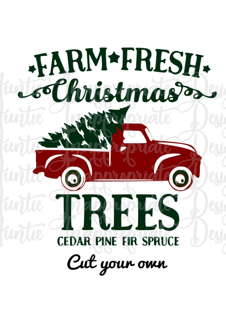 Farm Fresh Red Truck And Tree Digital Svg File Auntie Inappropriate Designs