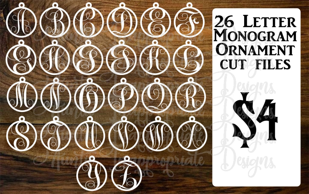 Download Full Alphabet Monogram Ornaments Set Of 26 Letters Digital Cut File La Auntie Inappropriate Designs