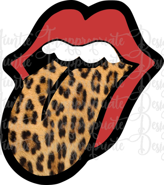 red lips with cheetah tongue shirt