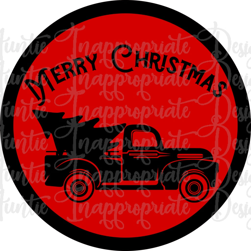 Download Merry Christmas Truck Round Digital Svg File Auntie Inappropriate Designs PSD Mockup Templates