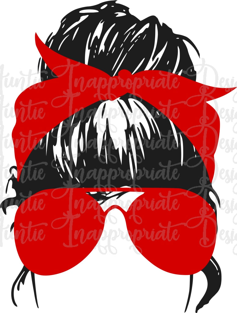 Download Messy Bun Scarf And Glasses Digital Svg File Auntie Inappropriate Designs